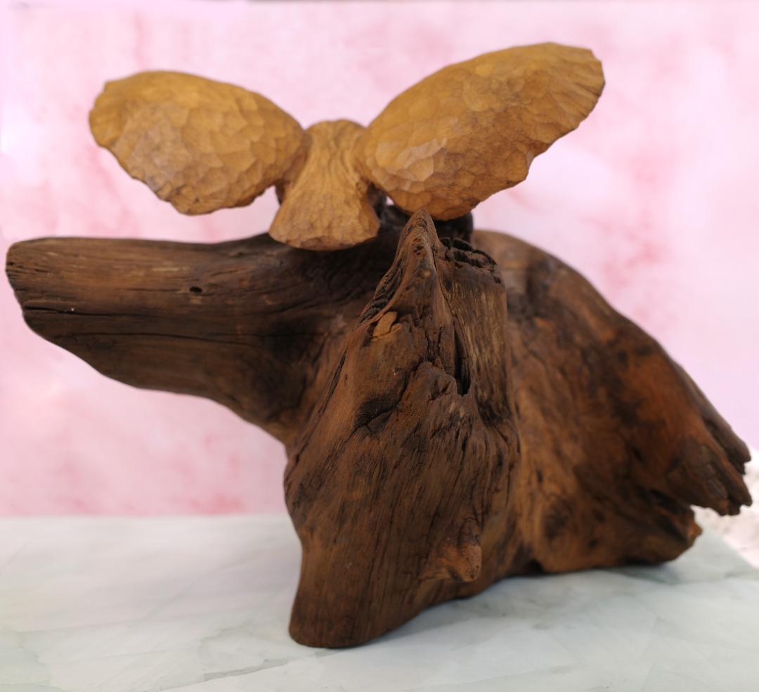 工房がんま フクロウの木彫り 流木