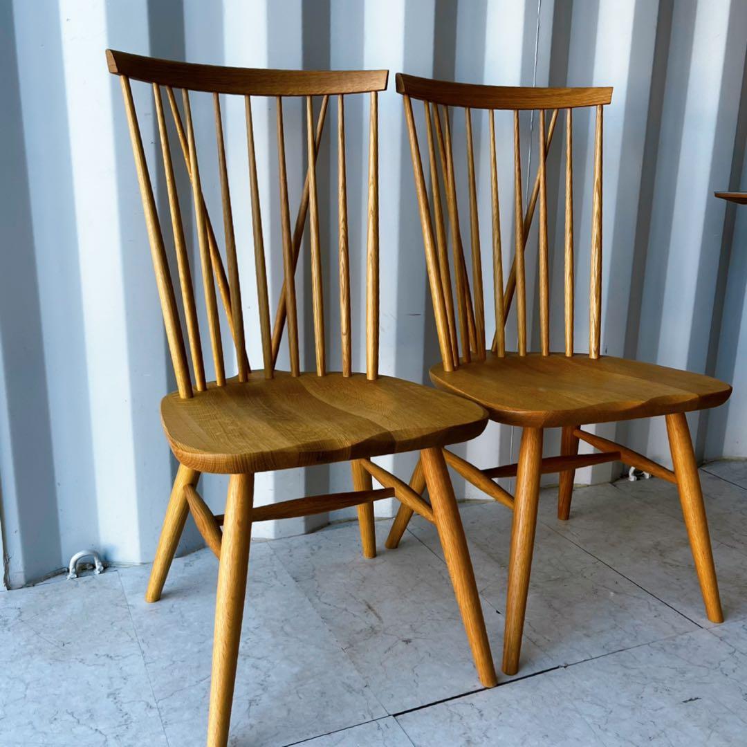 取付無料！飛騨産業 天然木オーク材 ニューマッキンレイ ウィンザーチェア2脚✨
