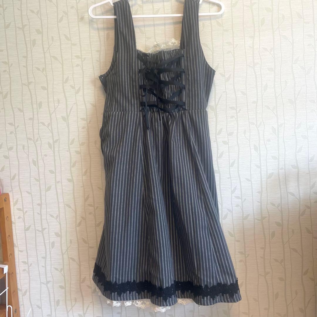 putumayo ジャンスカ　スカート　黒　ストライプ