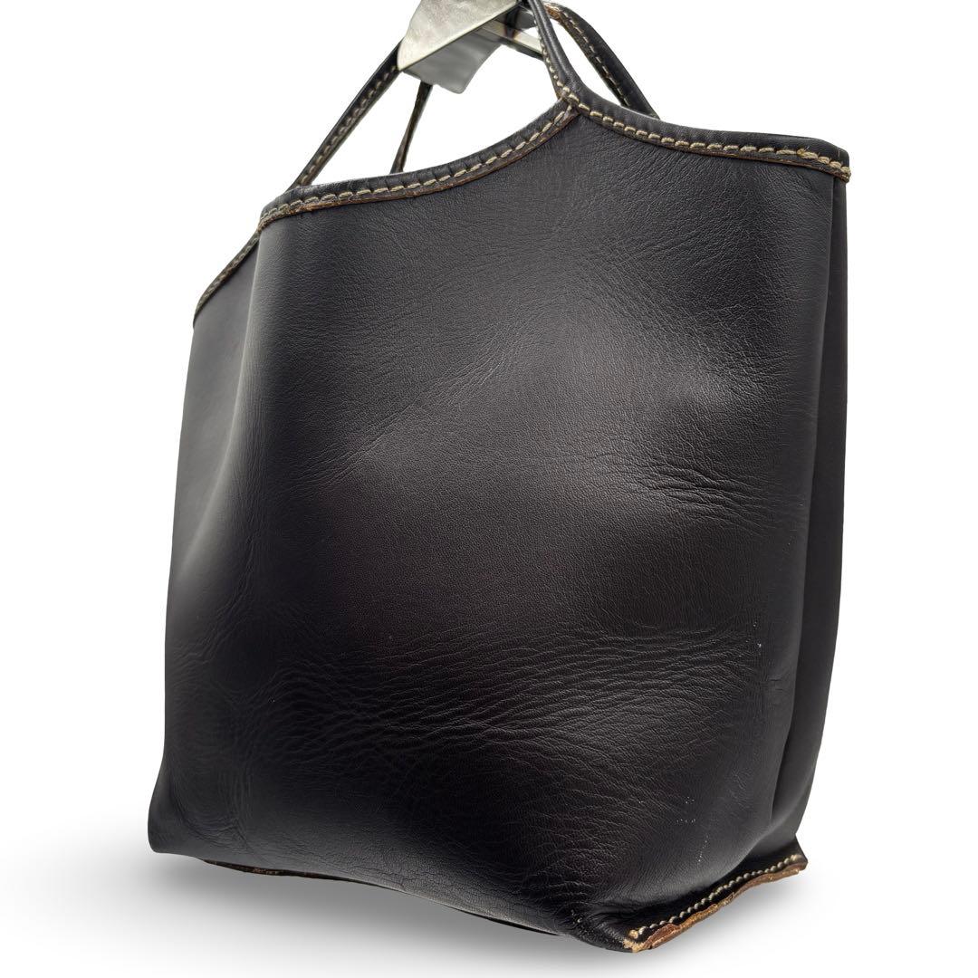 【良品】ツモリチサト　トートバッグ　オールレザー　ブラウン　手提げ　大容量