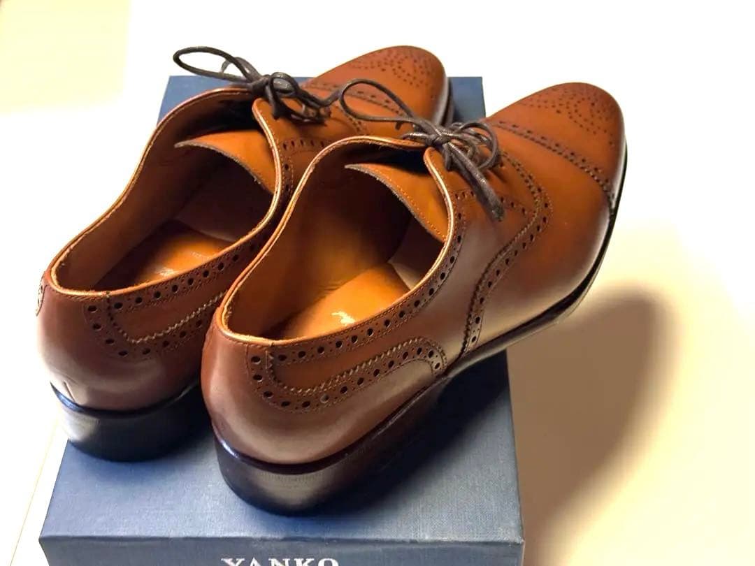 【新品未使用】YANKO ブラウン ウィングチップ シューズ