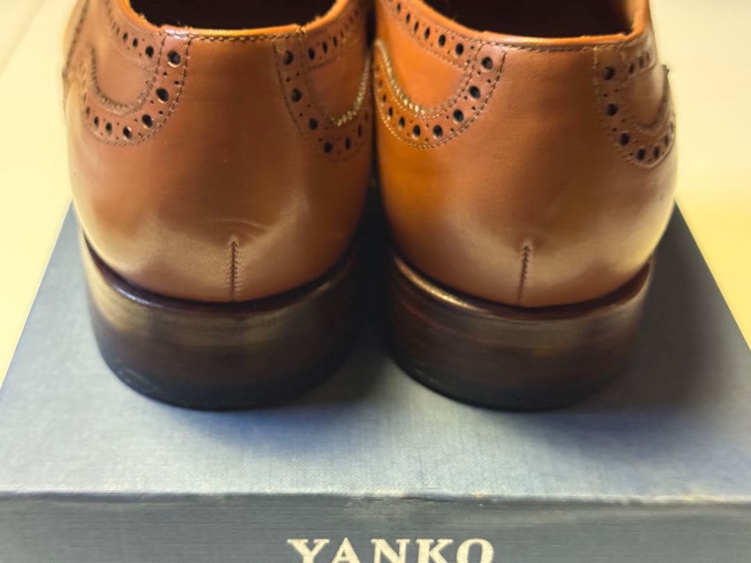 【新品未使用】YANKO ブラウン ウィングチップ シューズ