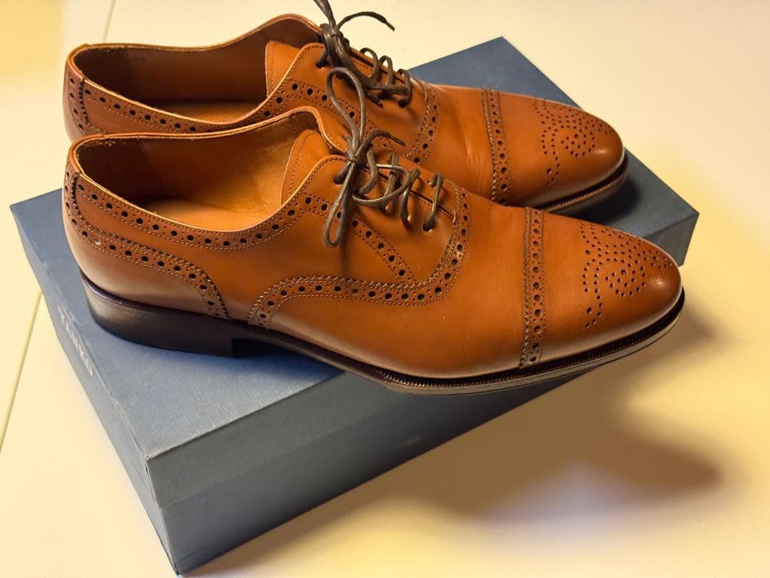 【新品未使用】YANKO ブラウン ウィングチップ シューズ
