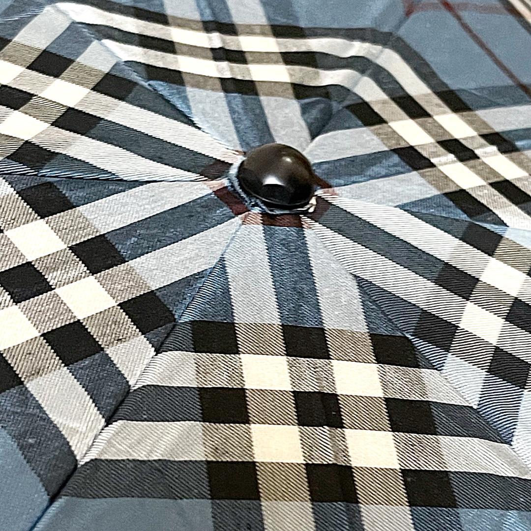 美品　Burberry バーバーリー ノバチェック 折り畳み傘 ブルー 青