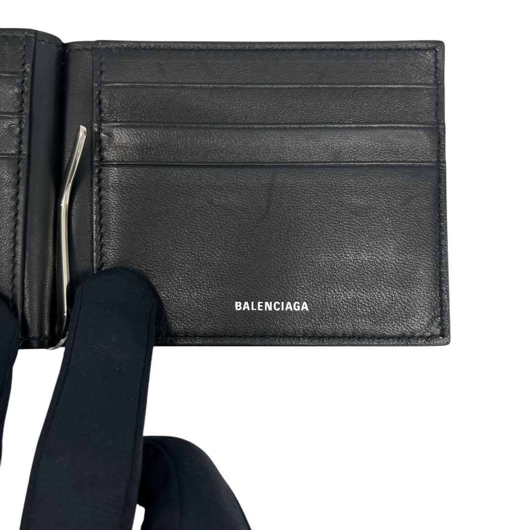激レア✨バレンシアガ マネークリップ 札入れ シボ革 BBロゴ ブラック 黒