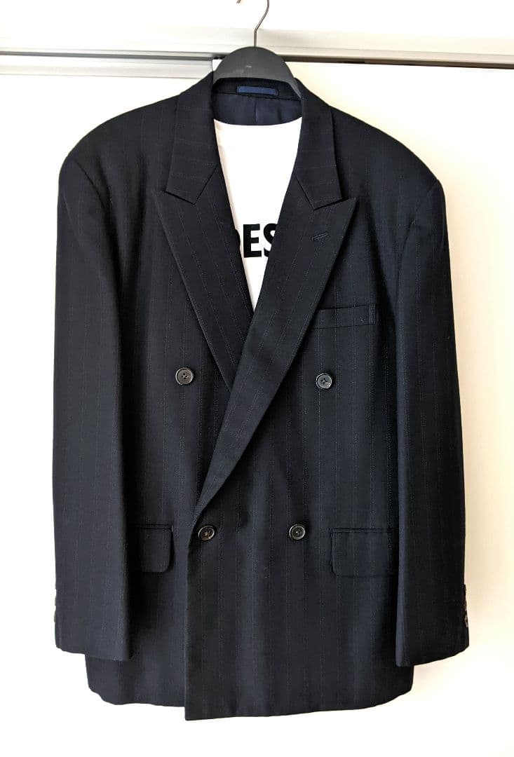 極美品【Y's for men】ワイズ　ダブル　スーツ　ウール　冬　大きめ　黒