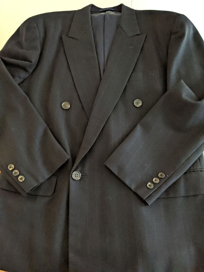 極美品【Y's for men】ワイズ　ダブル　スーツ　ウール　冬　大きめ　黒