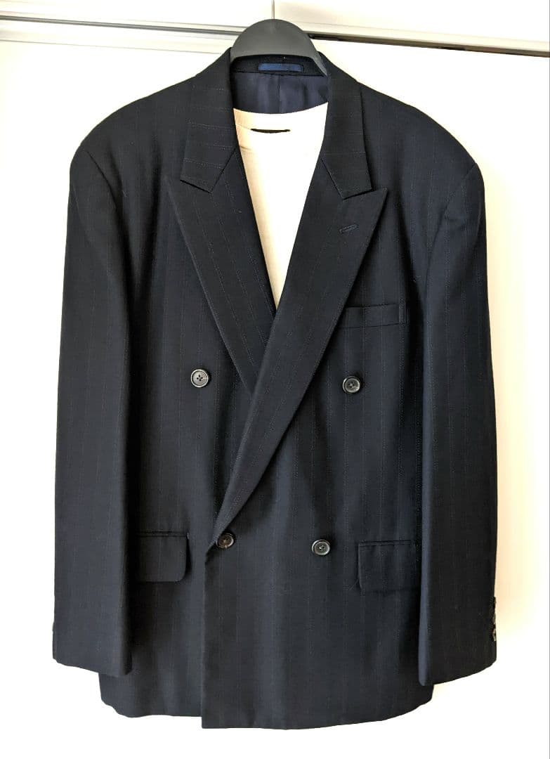 極美品【Y's for men】ワイズ　ダブル　スーツ　ウール　冬　大きめ　黒