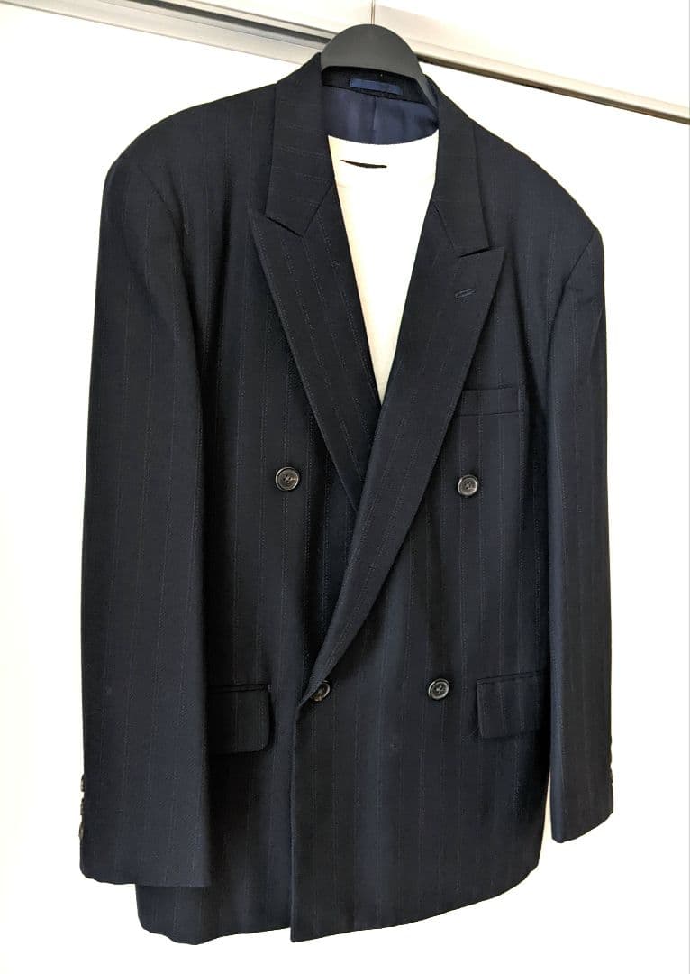 極美品【Y's for men】ワイズ　ダブル　スーツ　ウール　冬　大きめ　黒