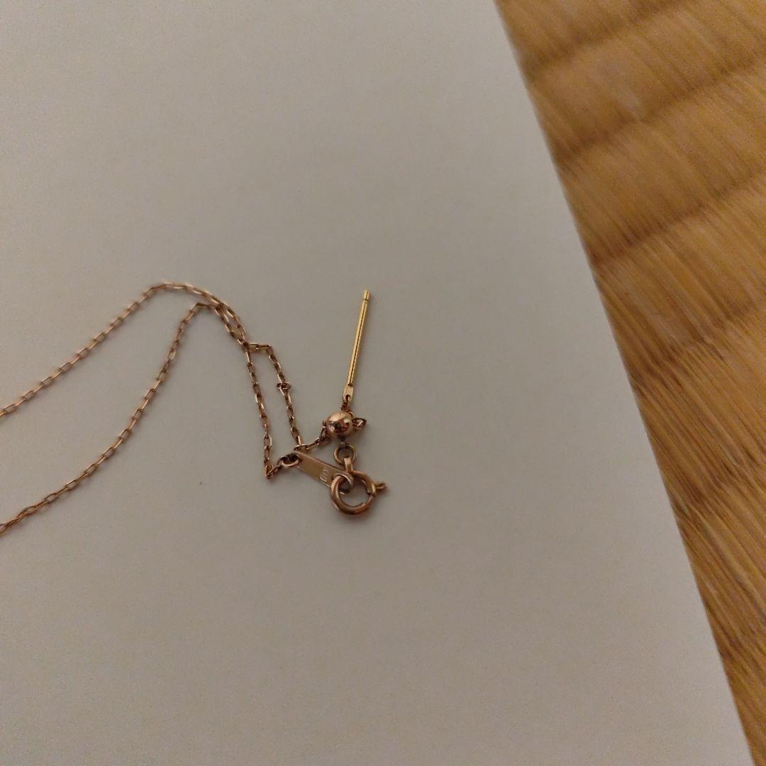 ■美品 アガット ネックレス K10PG×ダイヤモンド 結晶