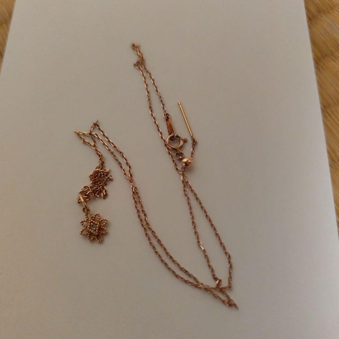 ■美品 アガット ネックレス K10PG×ダイヤモンド 結晶