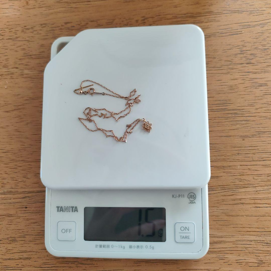 ■美品 アガット ネックレス K10PG×ダイヤモンド 結晶