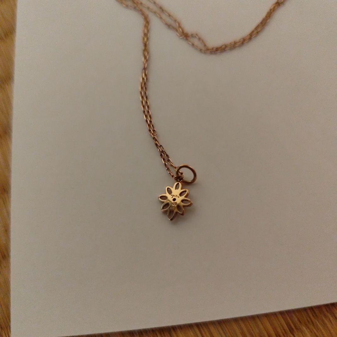 ■美品 アガット ネックレス K10PG×ダイヤモンド 結晶