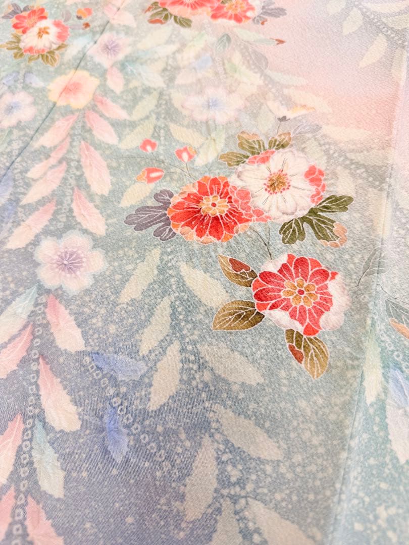 新品 高級 訪問着 正絹 絞り 辻が花 パステルカラー たたき染め ぼかし染め