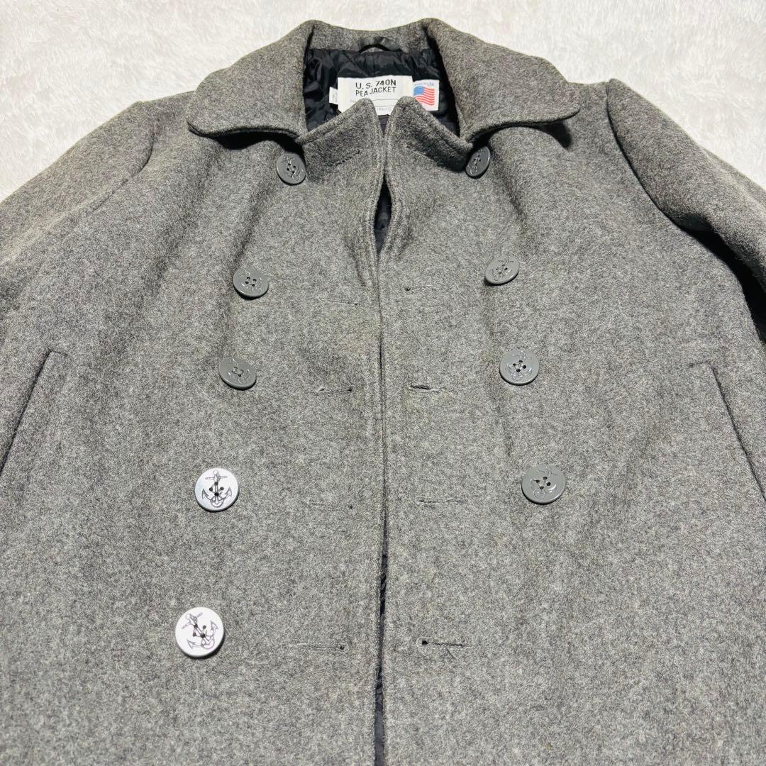 Schott 740N Pコート グレー USA製 中綿 キルティン XL相当