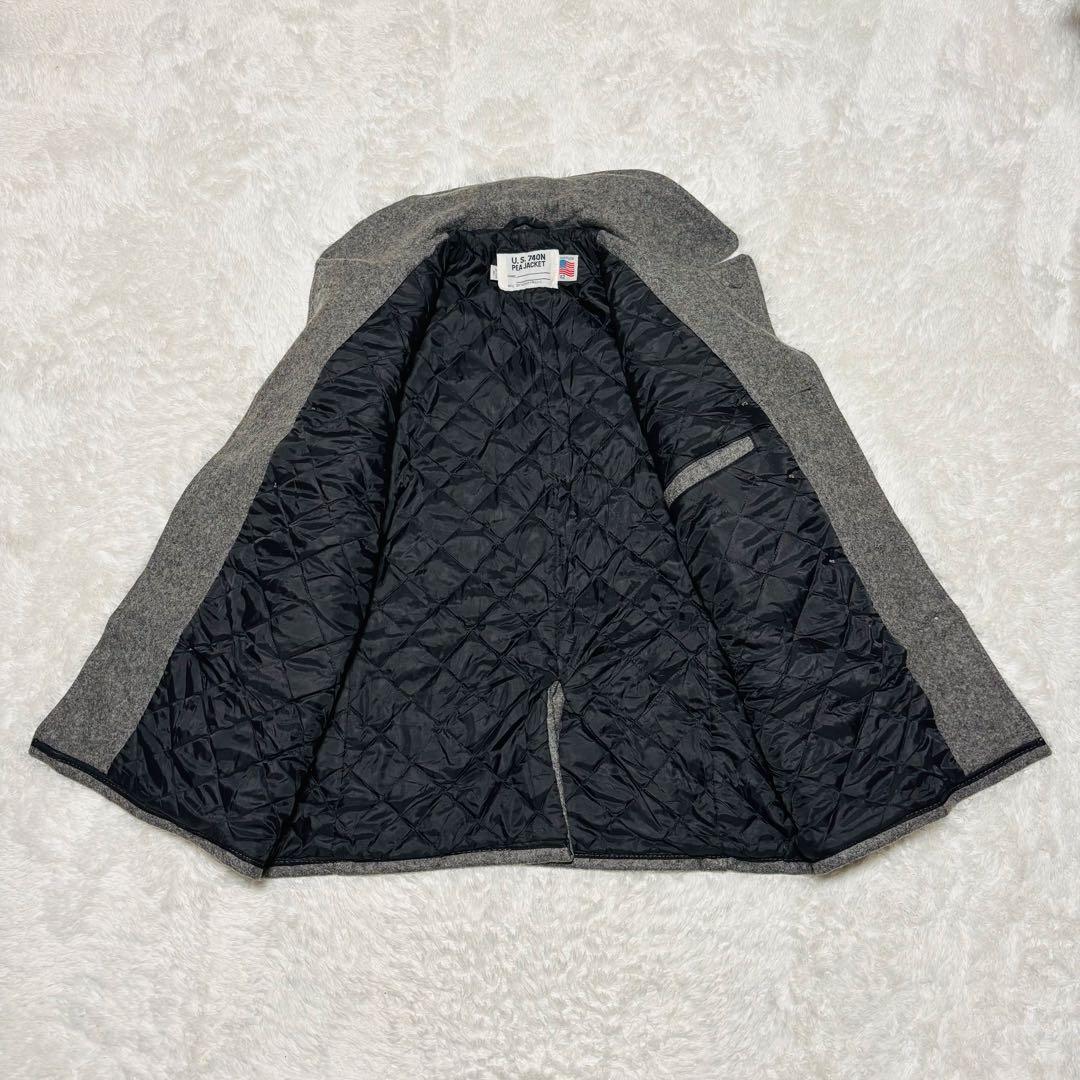 Schott 740N Pコート グレー USA製 中綿 キルティン XL相当