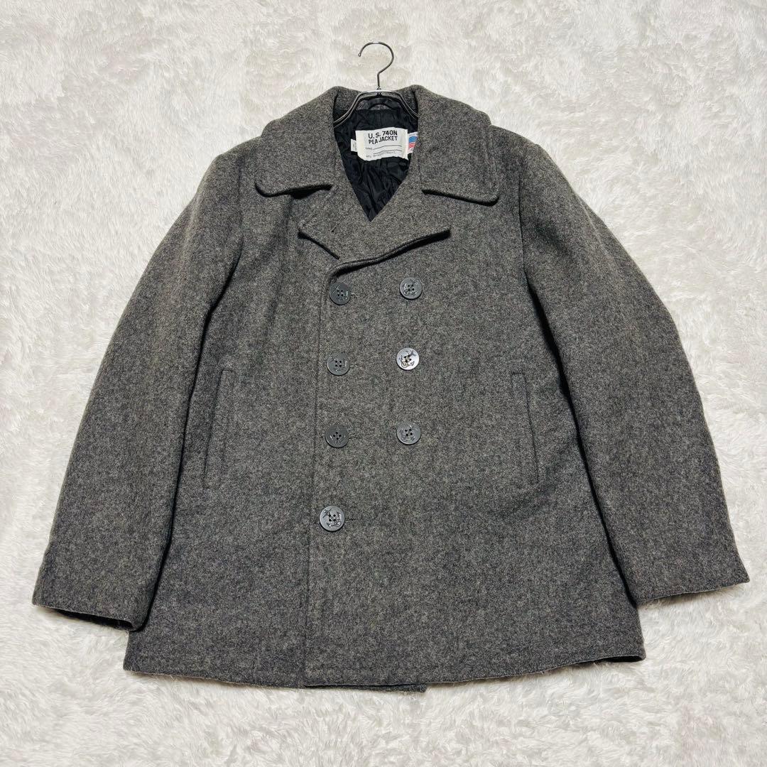 Schott 740N Pコート グレー USA製 中綿 キルティン XL相当