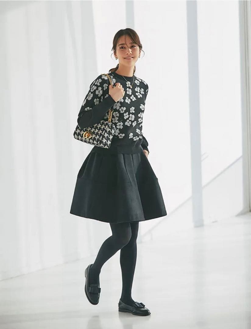 【164】美品！seventenセブンテン☆ハイウエストフレアキュロット(黒)