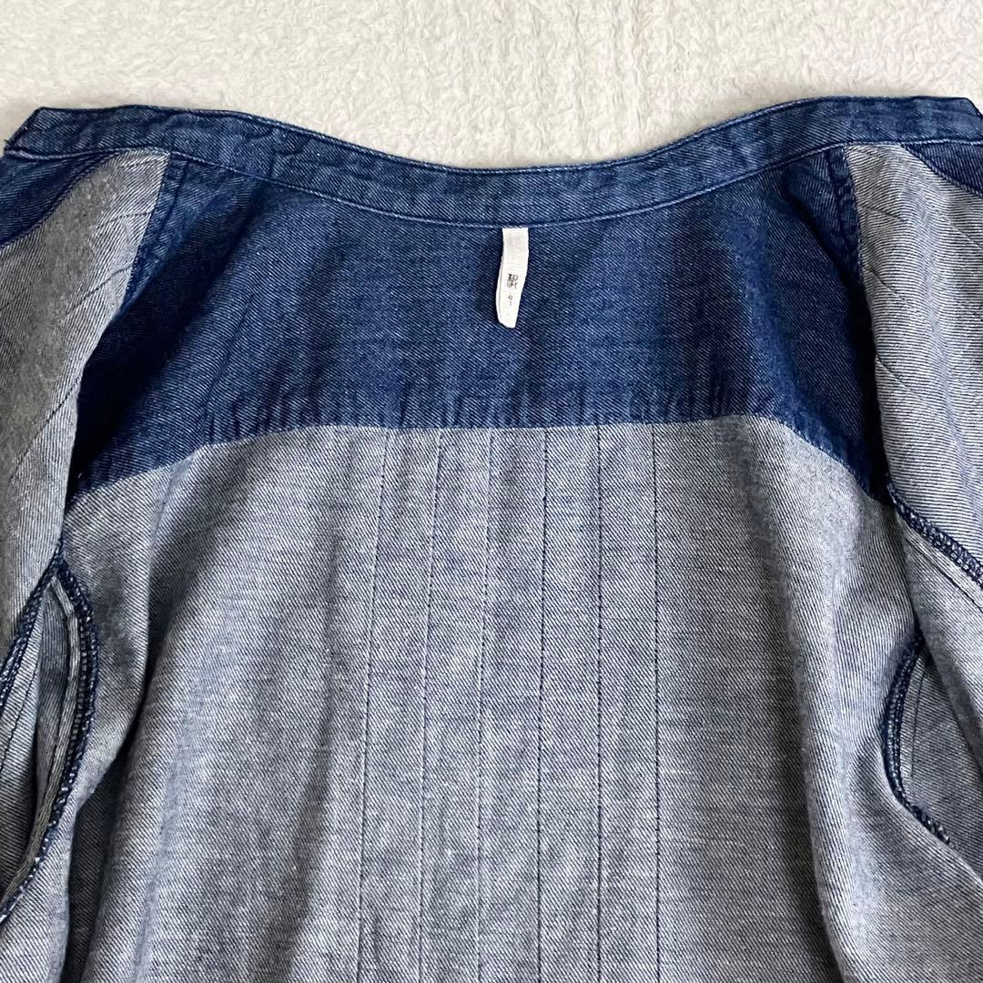 根々　ネネ　群言堂　石見銀山　デニムシャツワンピース　コットン　リネン　ブルー