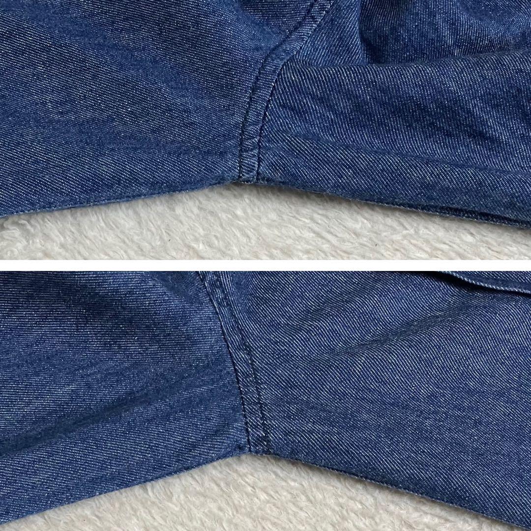 根々　ネネ　群言堂　石見銀山　デニムシャツワンピース　コットン　リネン　ブルー