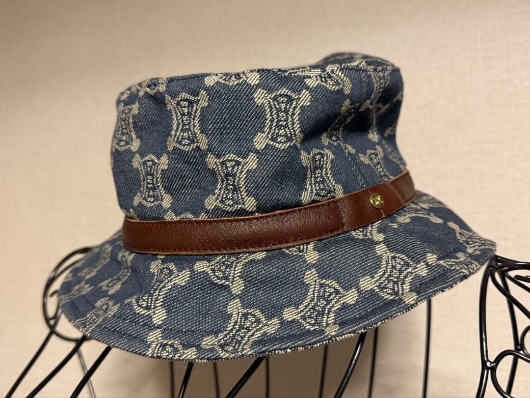 セリーヌ キャンバスレザー パリマカダム バケットハット 帽子 M