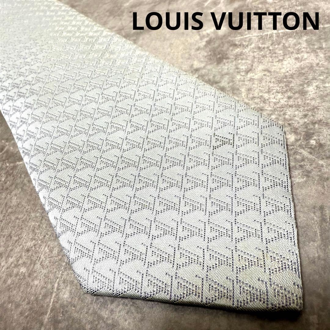 【きょう】ネクタイ モノグラム 総柄 シルバー 結婚式 希少