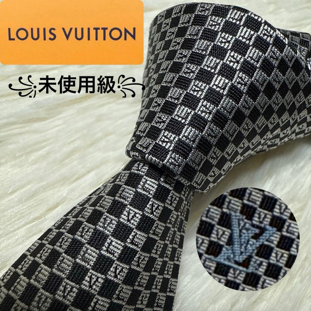 【未使用級】LOUIS VUITTON ネクタイ　高級シルク　総柄　ロゴ