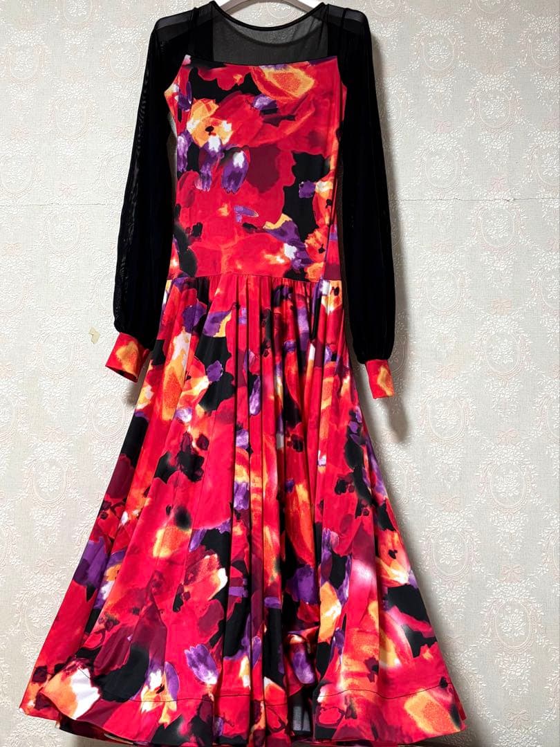 花柄ロングドレス・社交ダンス　パーティー