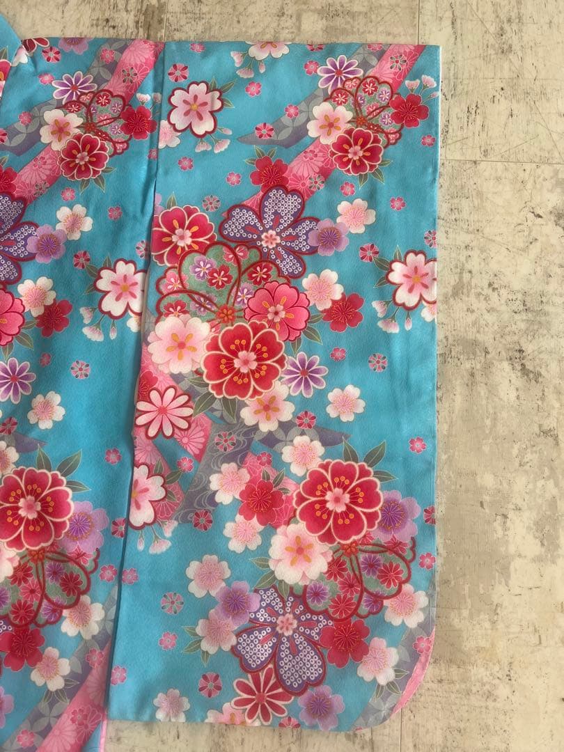 七五三　7歳着物　美品　花柄　四つ身