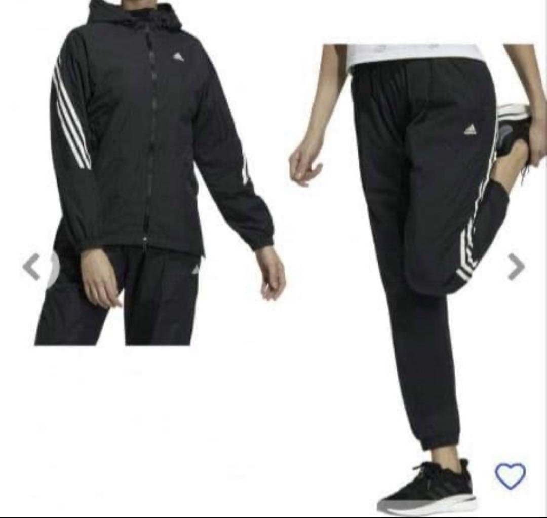 アディダス　裏起毛　ウインドブレーカー上下　ブラック　レディースM 新品未使用