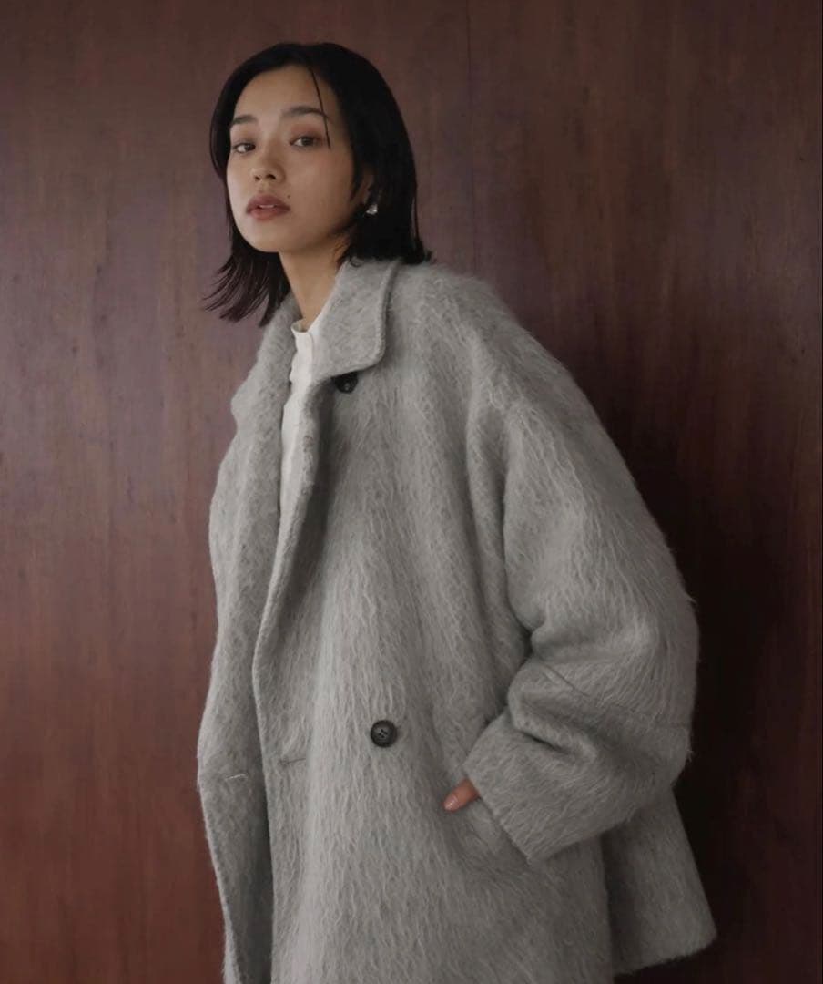 新品✨hellam同型✨シャギーミドルコート【杢グレー】