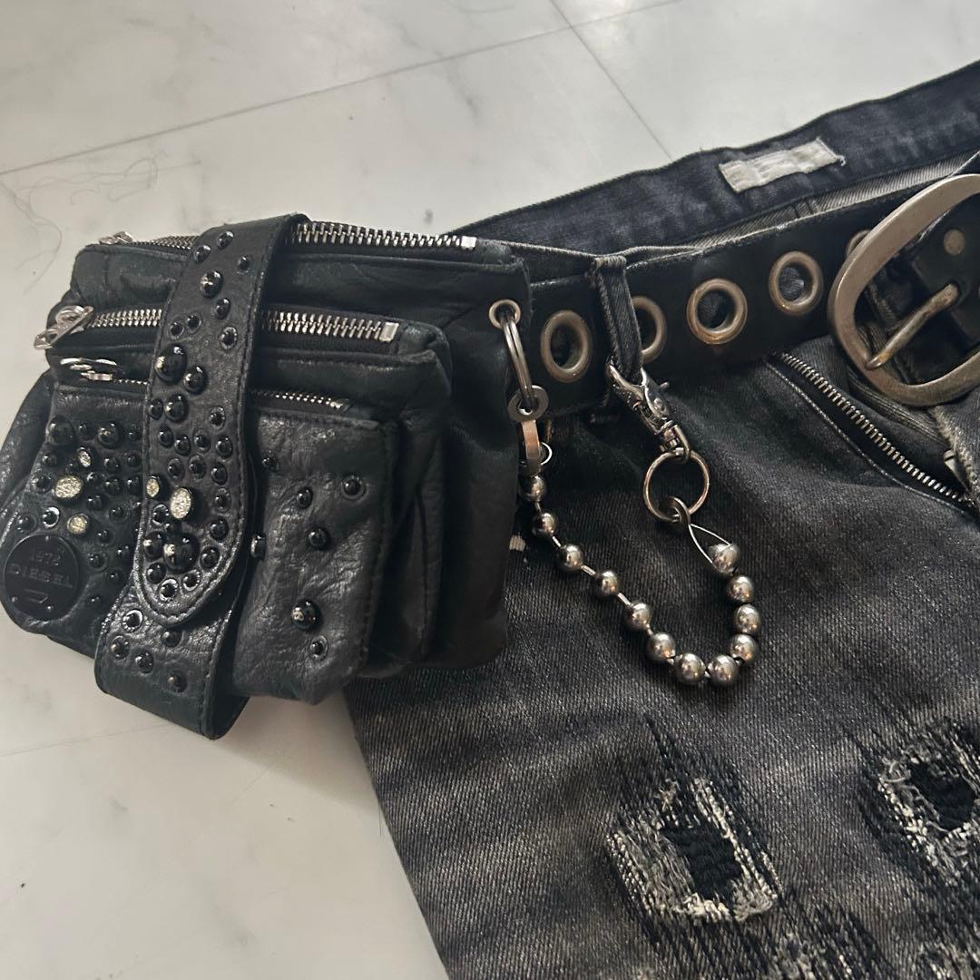 00s archive “DIESEL” studs leather porch