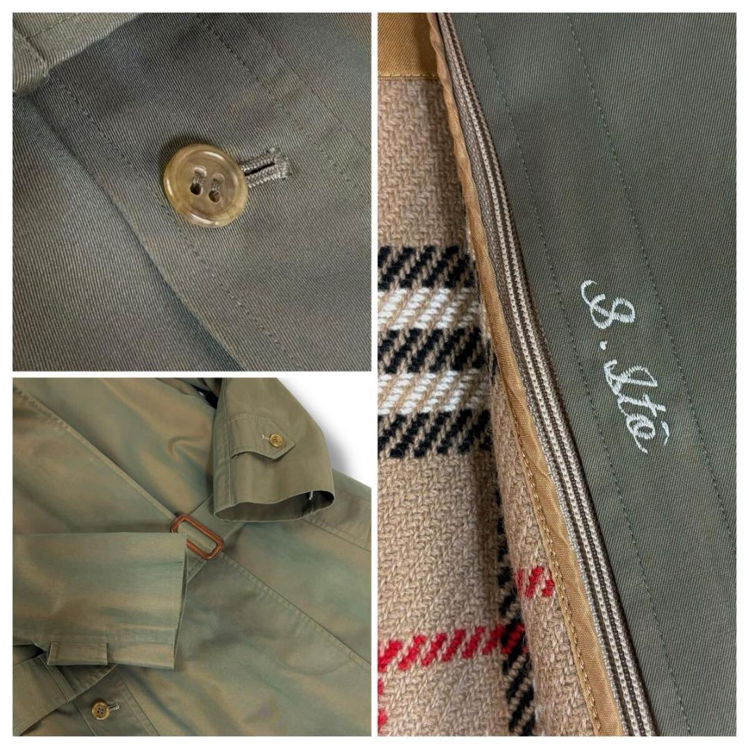 【美品】BURBERRY コットン トレンチコート 玉虫色 7AB ライナー付き