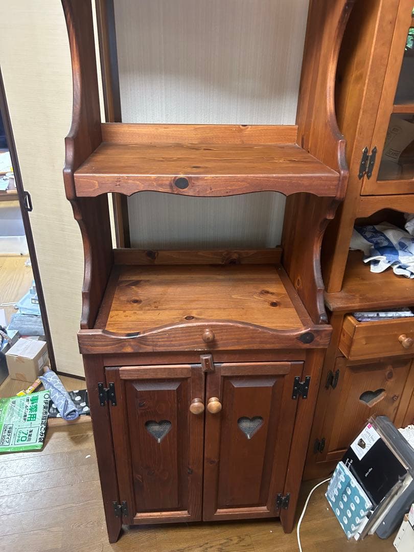 木製レンジ台 ハート型カットアウト付き