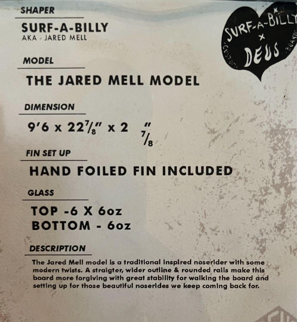 新品ロングボード ノーズライダーSURF-A BiLLY✖️DEUS9.6デウス