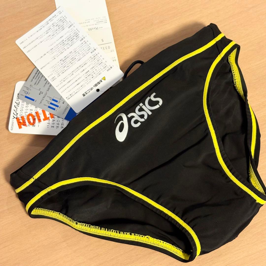 【新品】asics AMA46P P2 競パン 黒/黄ステッチ 競泳水着
