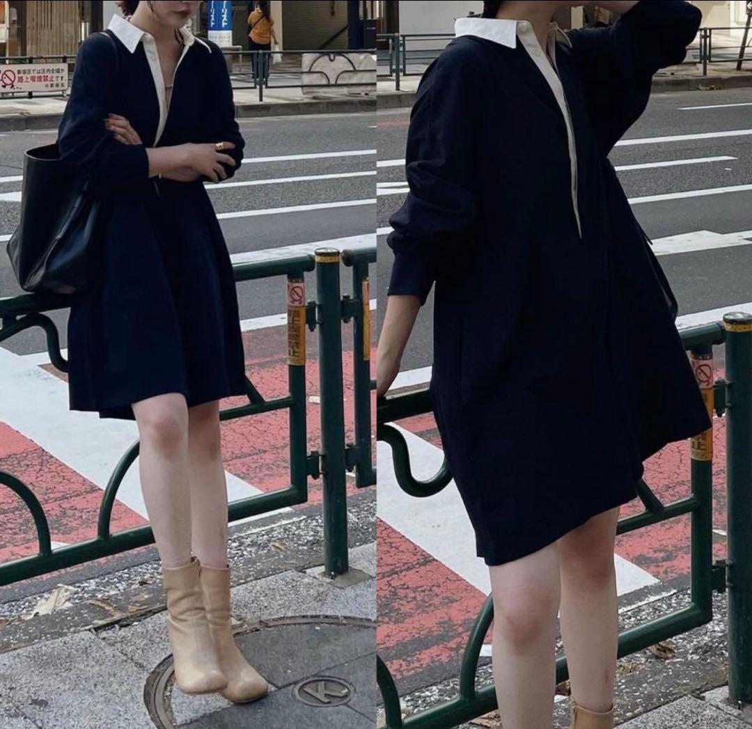 ETRE TOKYO 24AW ラガーシャツショートオールインワン ネイビー M