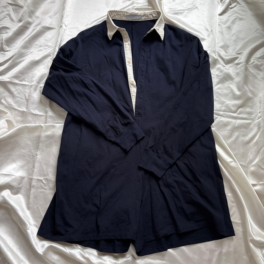 ETRE TOKYO 24AW ラガーシャツショートオールインワン ネイビー M