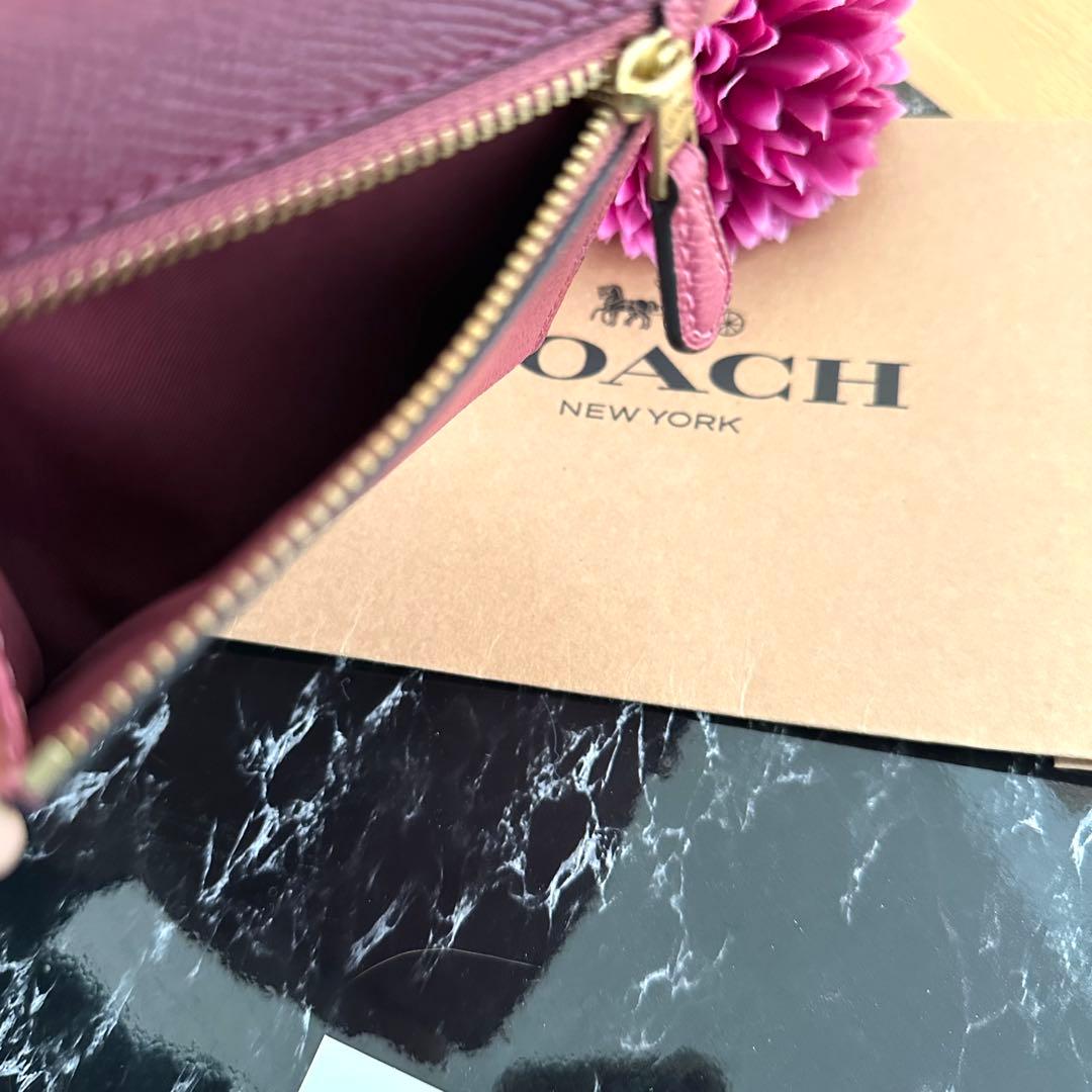 ♩新品 COACH コーチ 財布 折り財布 ワインレッド