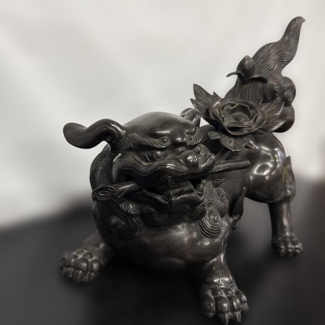 は*ま様 照雲　唐獅子牡丹　銅製　置物　縁起物