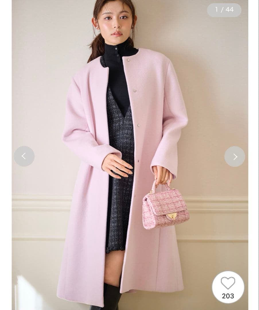 CELFORD カシミア混ノーカラーコート LPNK 38