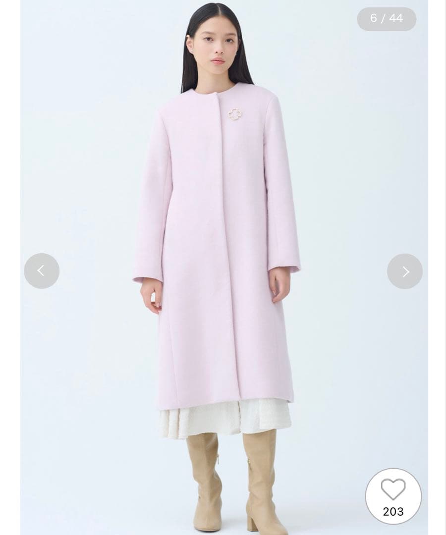 CELFORD カシミア混ノーカラーコート LPNK 38