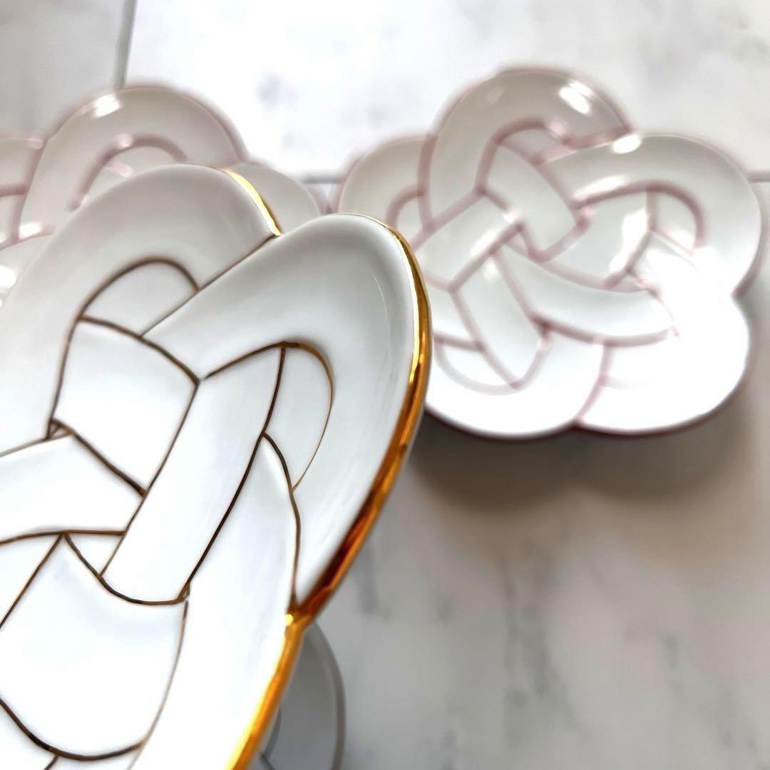 有田焼 中皿　梅結び 銘々皿 4枚