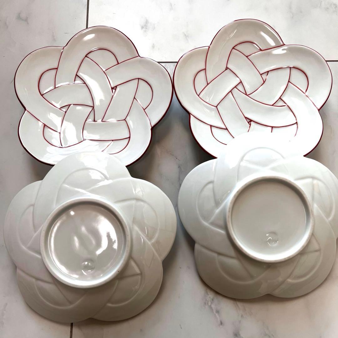 有田焼 中皿　梅結び 銘々皿 4枚