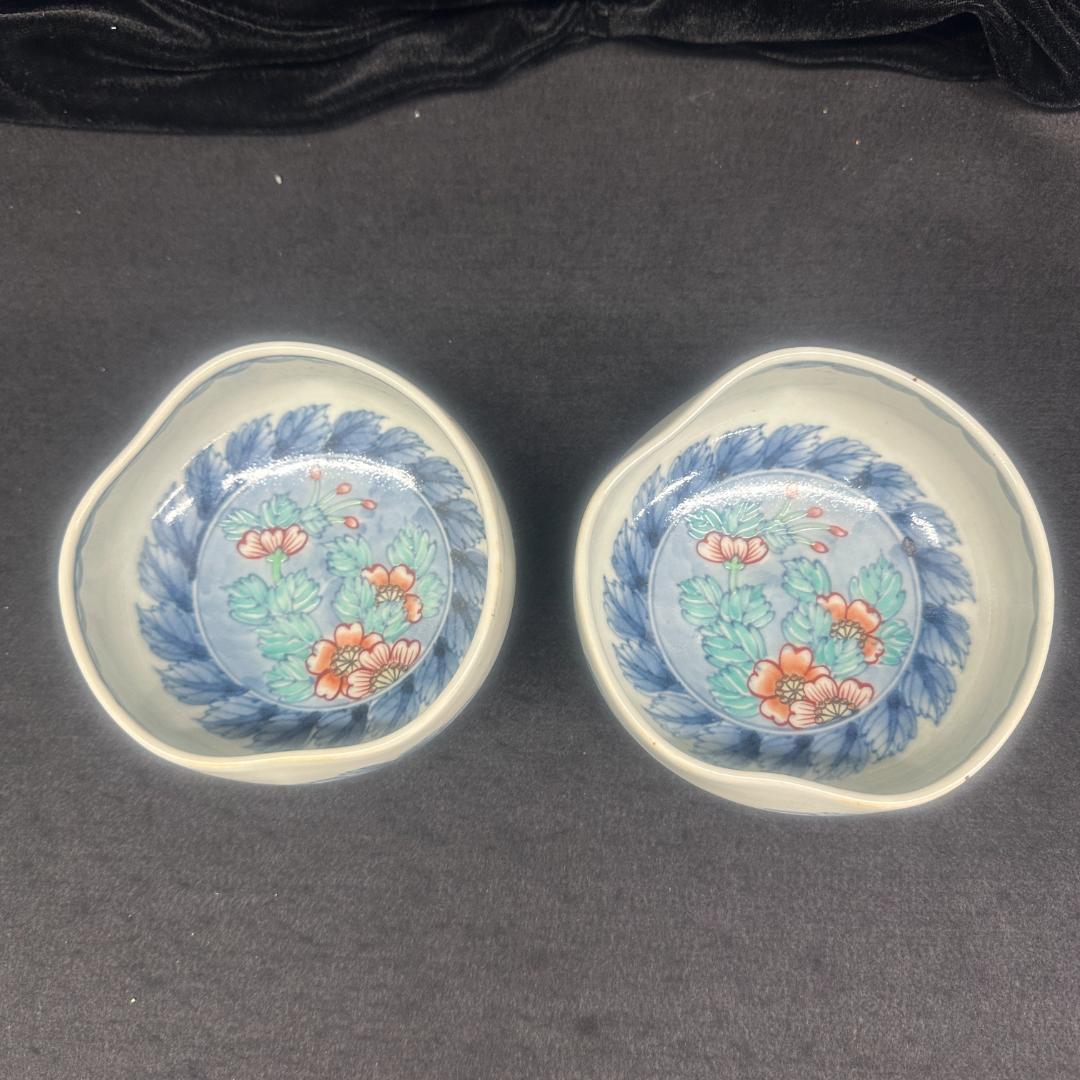 佐藤走波（六代）染錦桜文　深鉢　2客