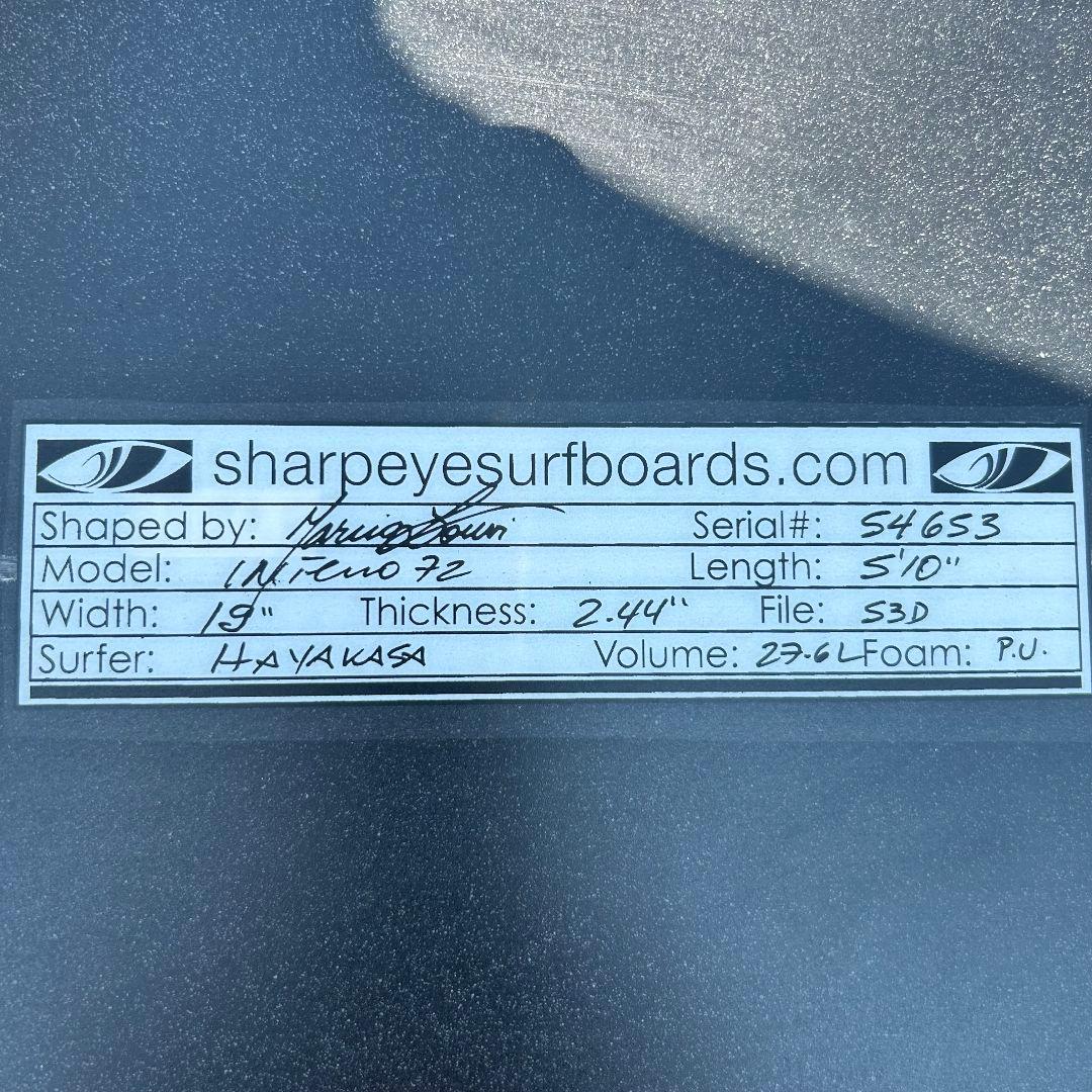 sharp eyeショートボード 5.10 ブラック/ホワイトINFERNO72