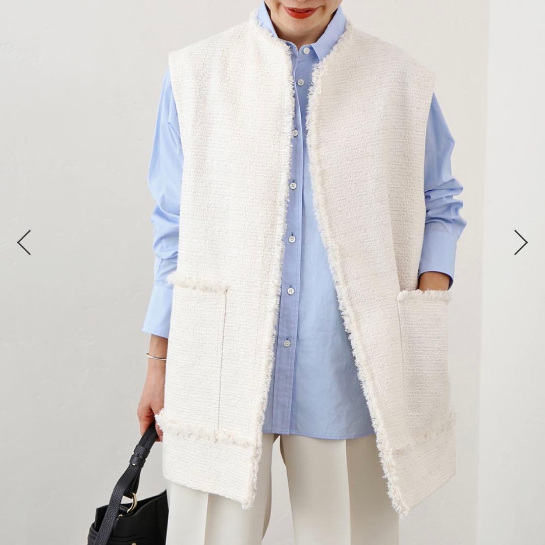 IENA イエナ　＆NAVY ドビーツイードジレ　24SS ロングジレ　白