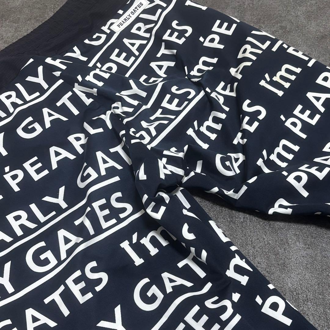 【美品】PEARLY GATES パンツ 総柄 ロゴプリントゴルフ ブラック 4