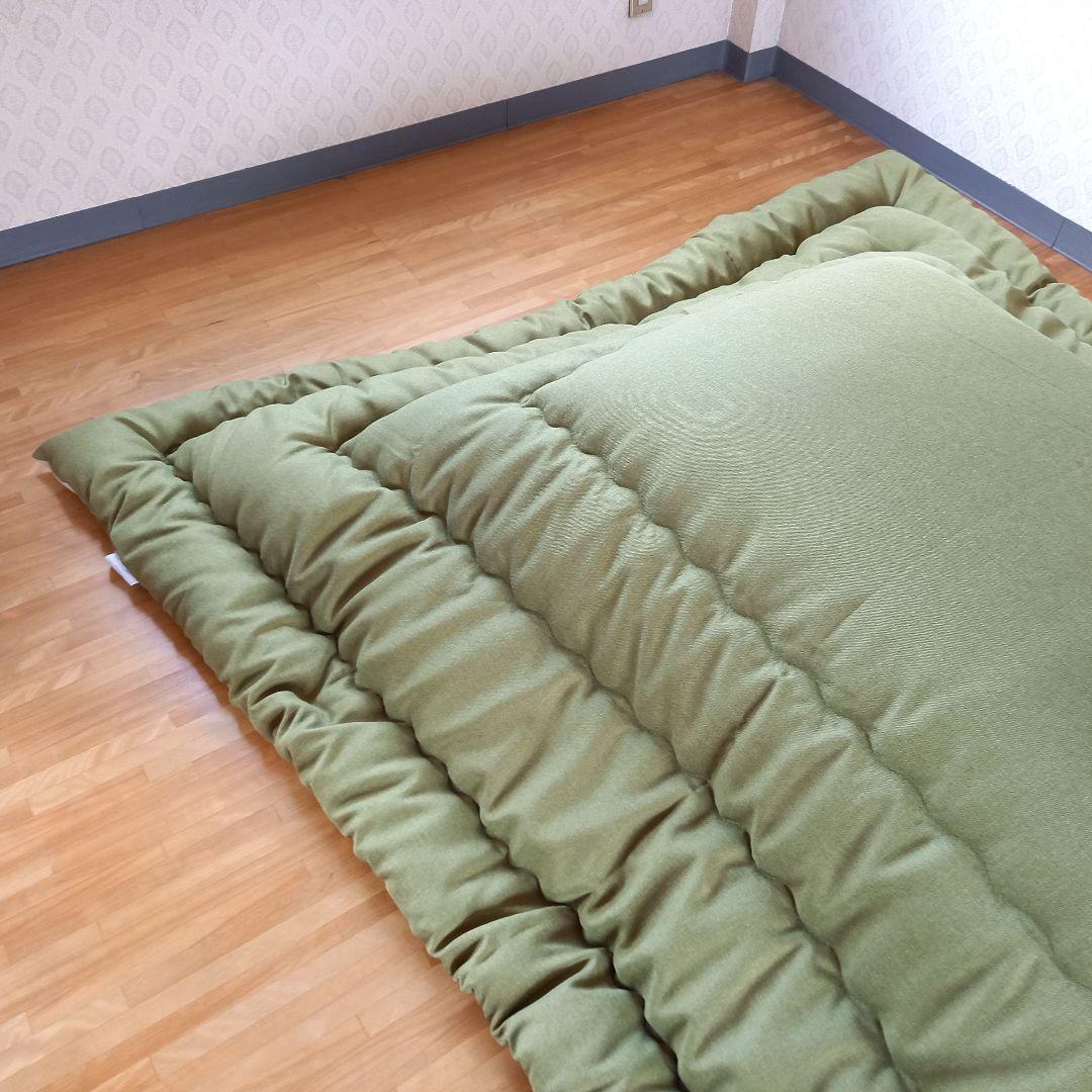 超撥水加工 厚手 厚掛け こたつ布団 大判長方形 グリーン 清潔 安心 日本製③