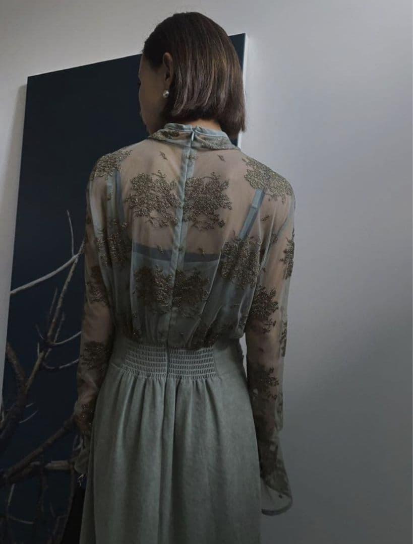 Ameri　FLOWER LACE DRESS